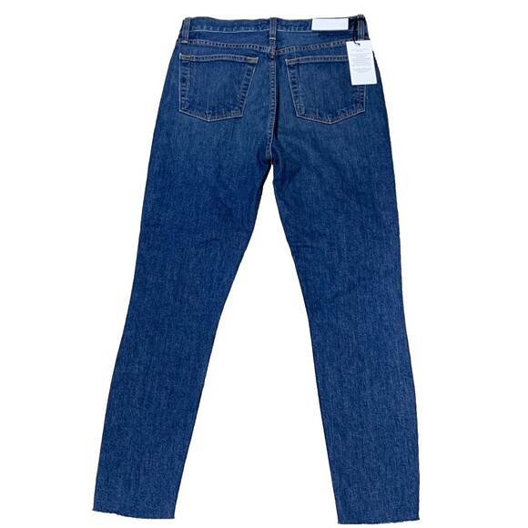 NWT RE/DONE High Rise Ankle Crop Stretch Jeans Size 30 Blue Dark Wash Button Fly - Picture 3 of 13